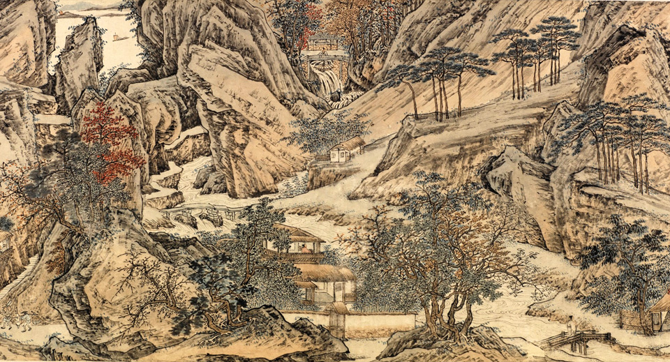 仿李晞风格的山水画