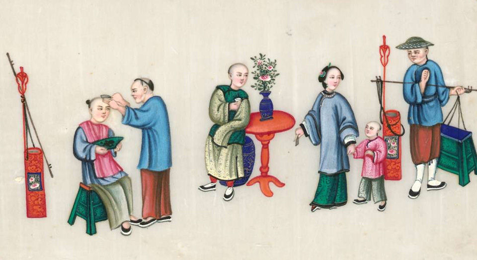19世纪广州外销通草纸画.清代